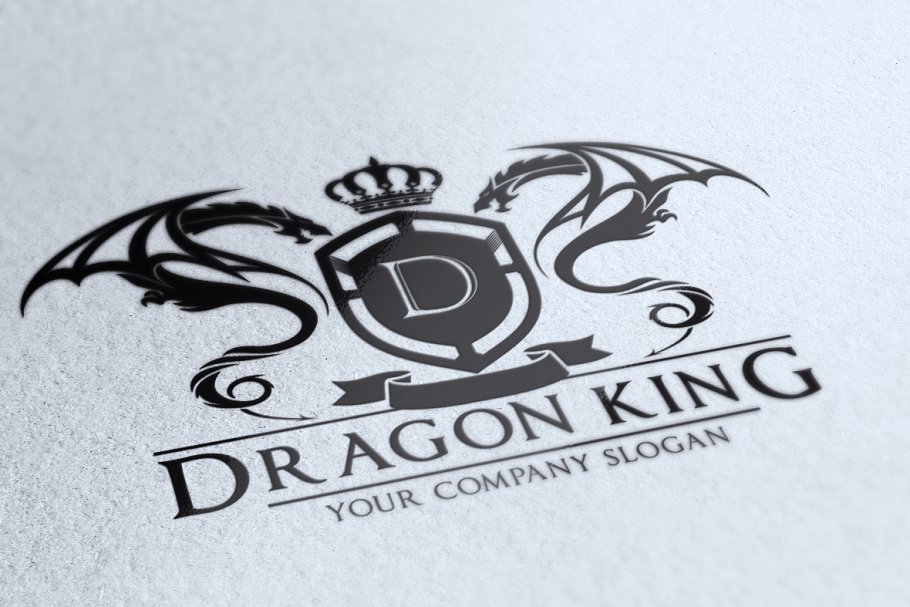带翅膀金箔龙商业标志Logo模板 Dragon King Logo插图(4)