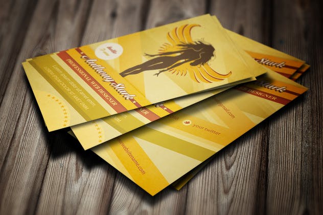 天使图案创意名片设计模板 Woman Business Card Design – 6 color versions插图(4)