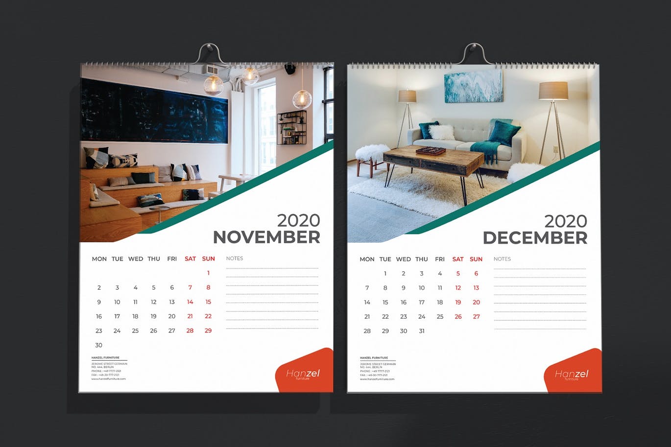 2020年家具设计公司定制挂墙活页日历设计模板 Hanzel – Furniture Wall Calendar 2020插图(6)