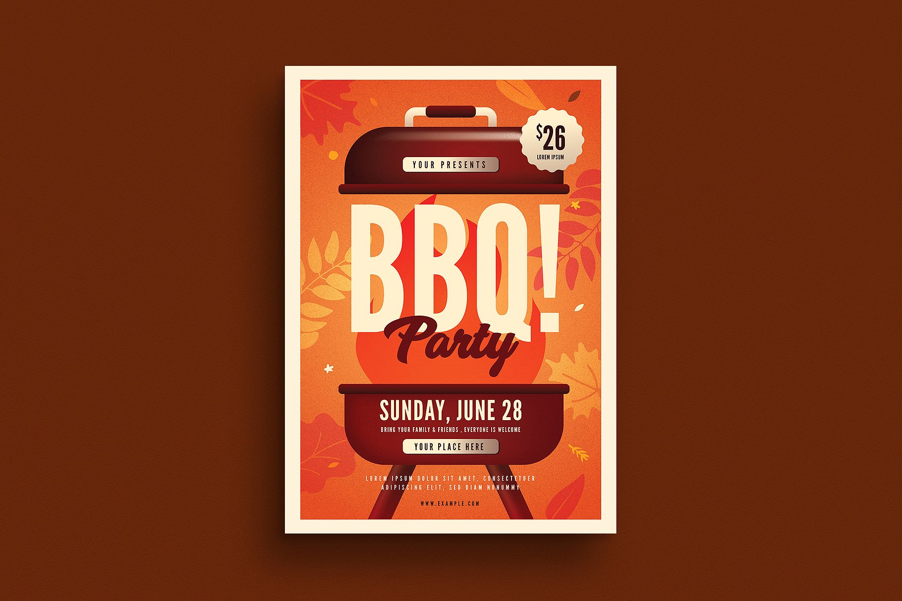 秋季烧烤派对海报设计模板 Autumn BBQ Party Flyer插图