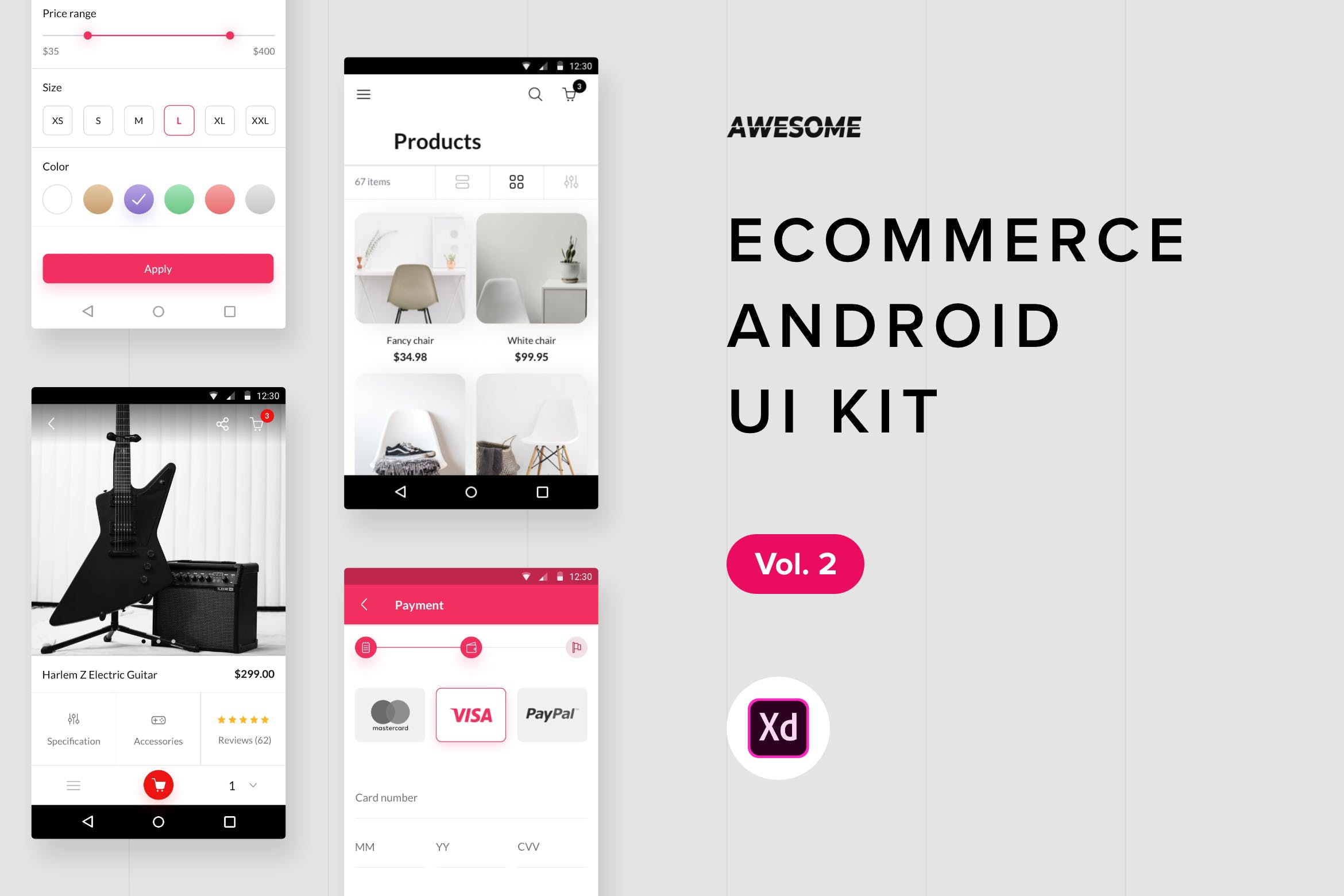 安卓手机电商平台APP应用UI设计v2[XD] Android UI Kit – Ecommerce Vol. 2 (Adobe XD)插图
