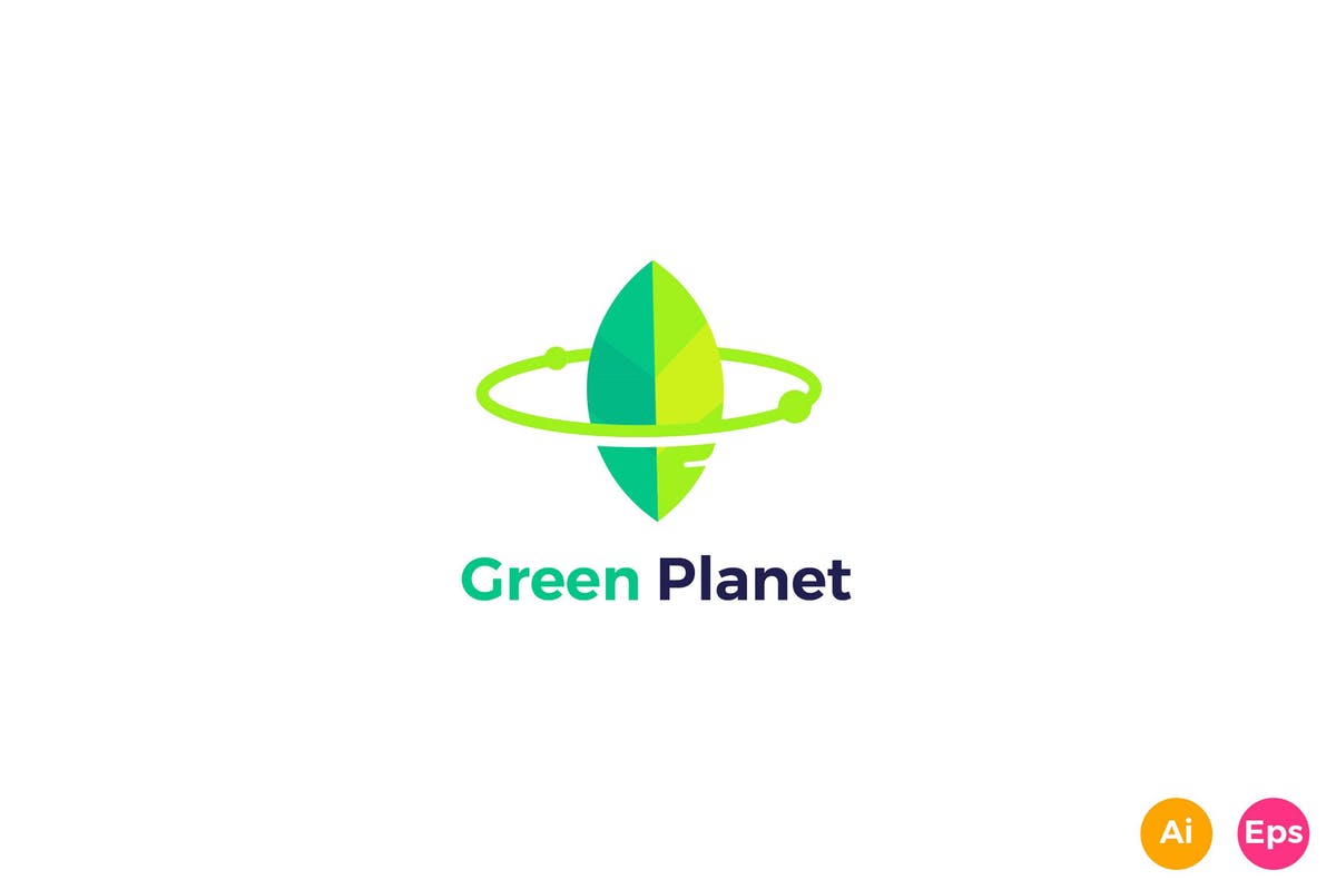 绿色环保主题创意Logo设计模板 Green Planet Logo Template插图