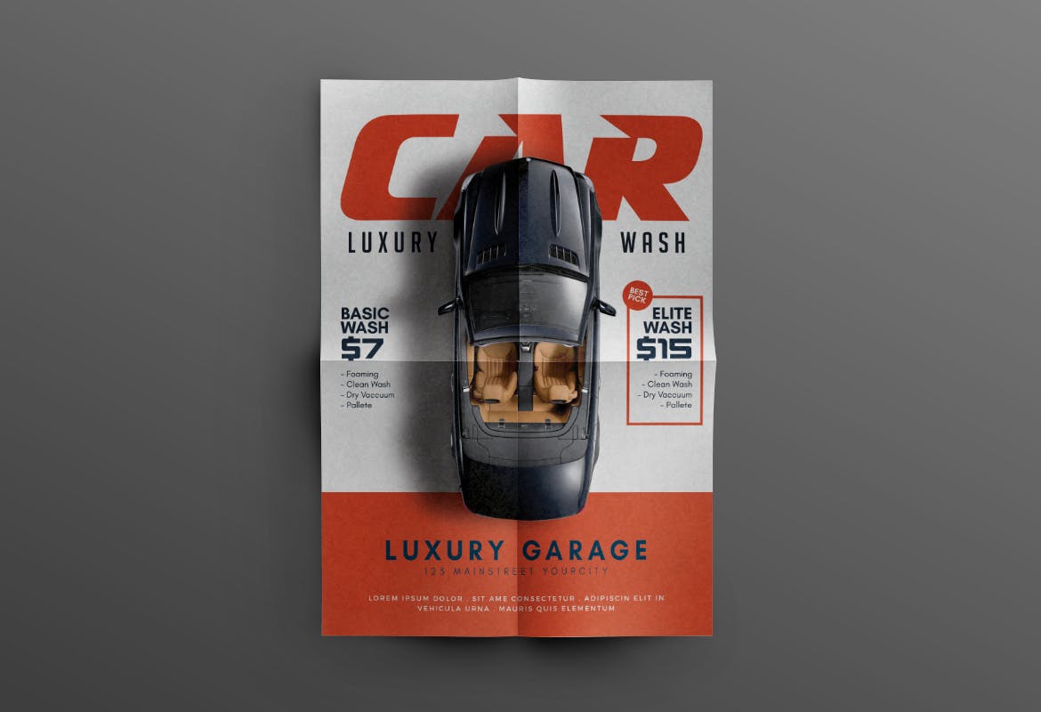 汽车保养清洁服务/4S店广告传单设计模板 Car Wash Flyer插图(3)