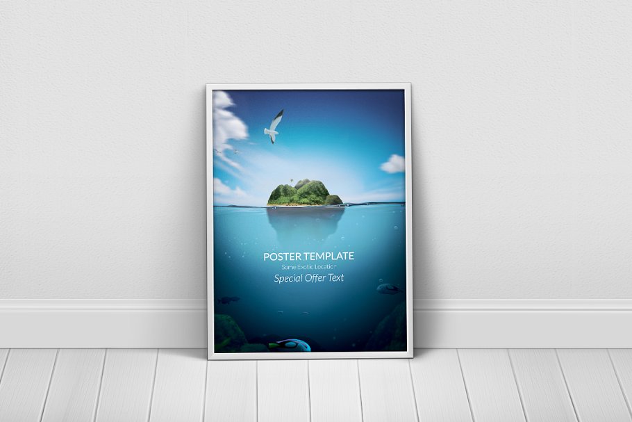 自由主义海洋岛屿元素海报模板 Message in a Bottle Poster Template插图