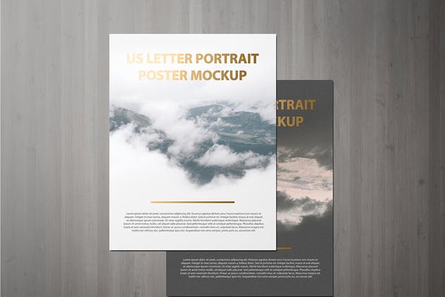 美国信纸规格海报传单/信头样机 US Letter Portait Flyer / Letterhead Mockup插图(3)