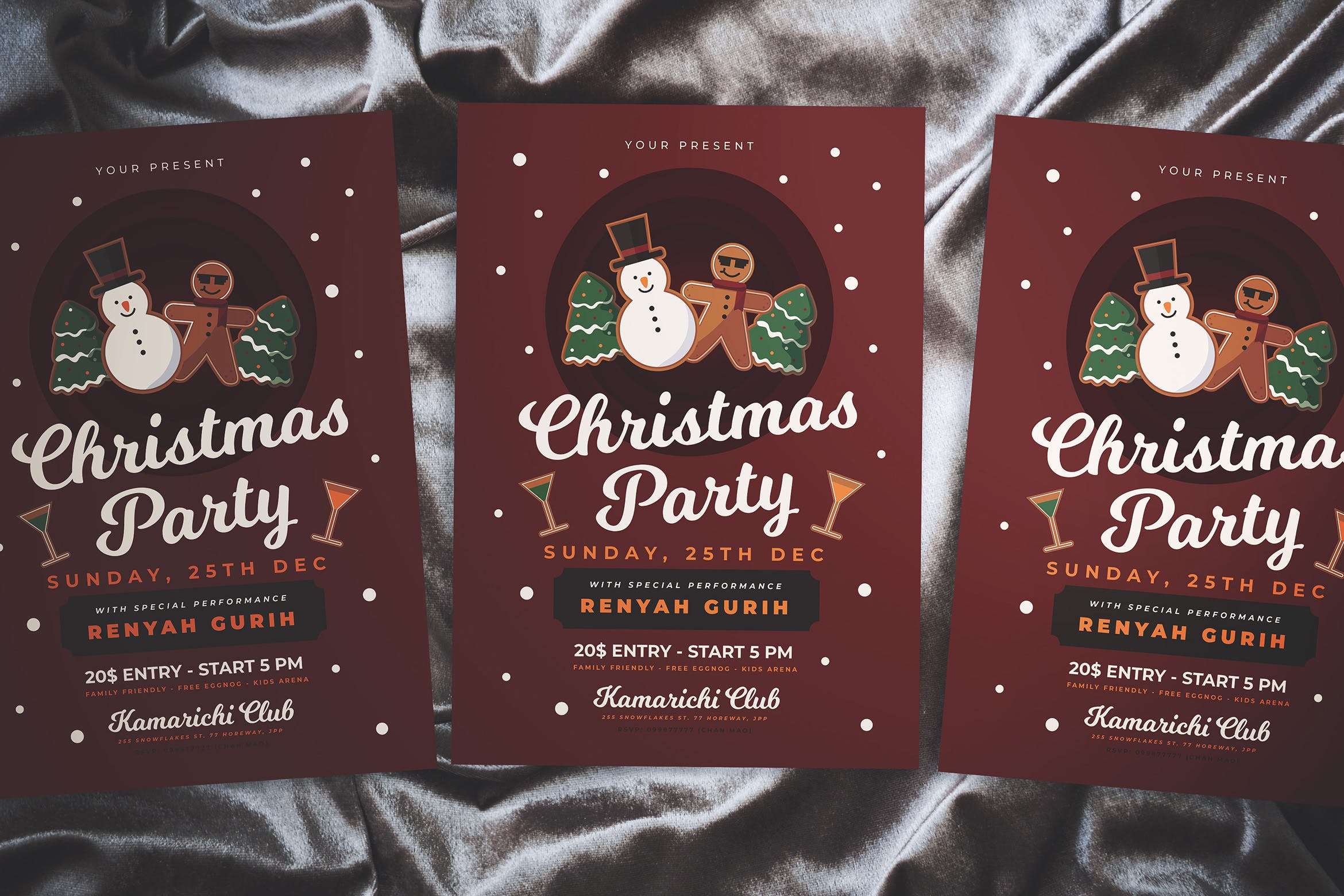夜店俱乐部圣诞节活动海报传单设计模板 Christmas Party Flyer插图