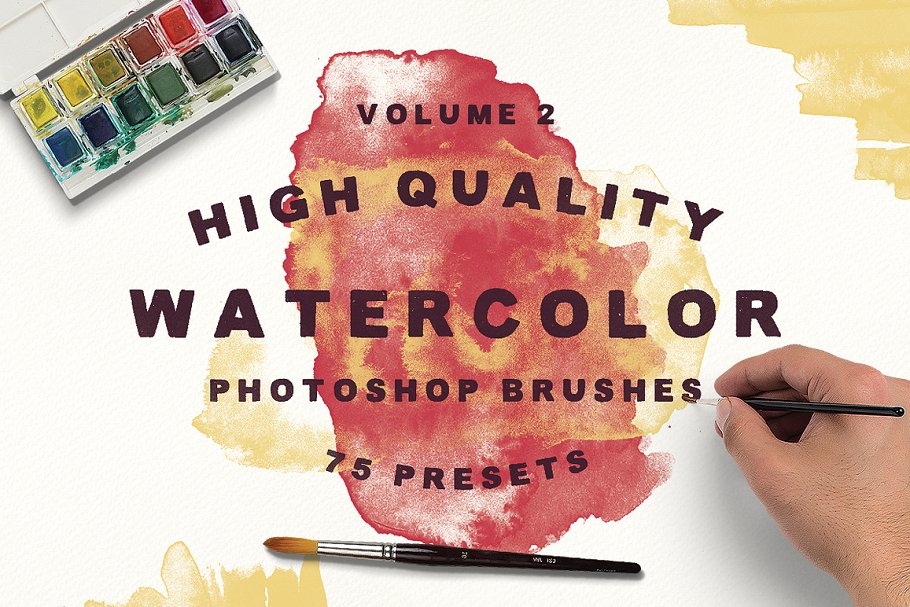 75款水彩笔画PS笔刷 75 Watercolor Brushes – Vol.2插图