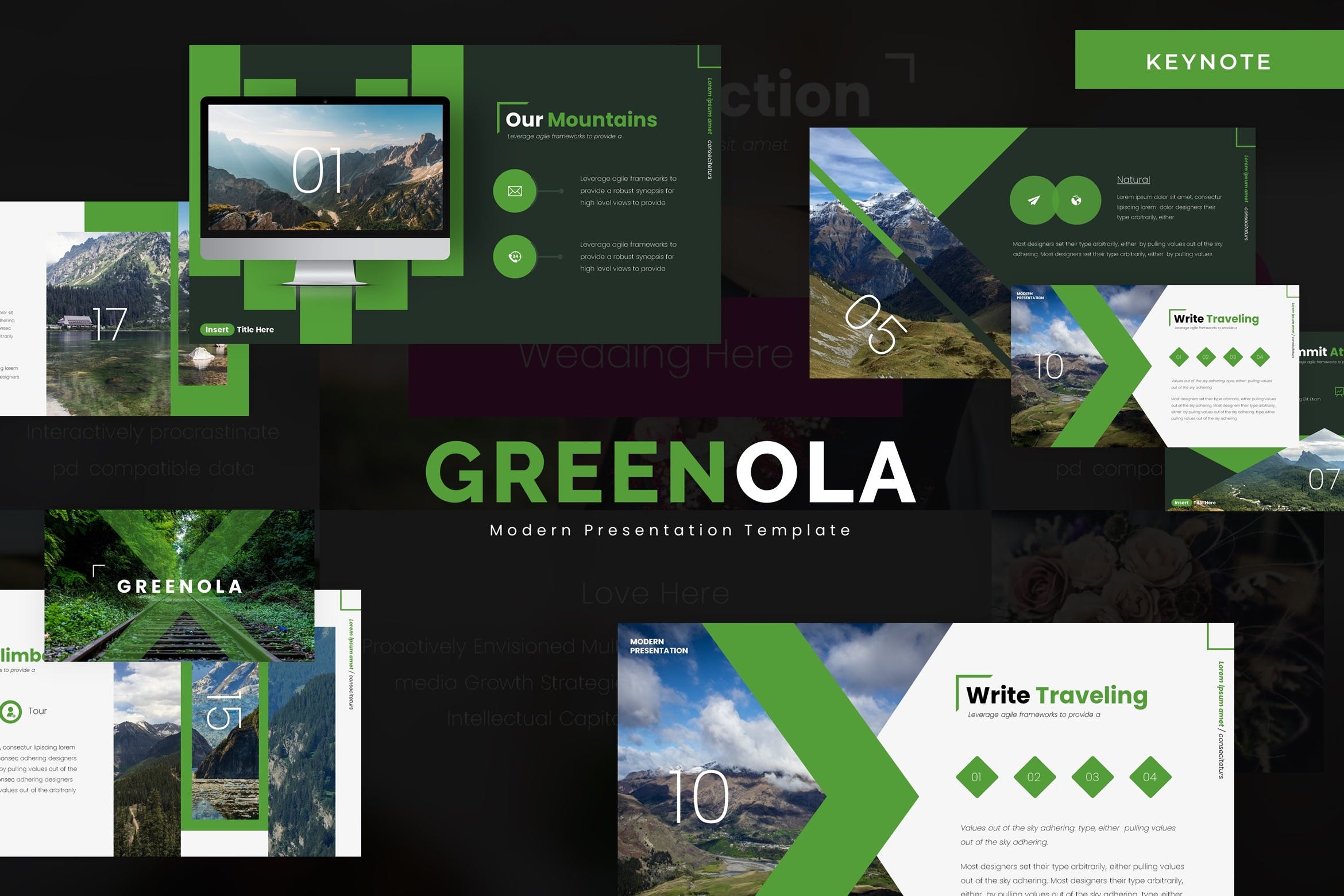 旅游摄影业务推广Keynote幻灯片模板 Greenola – Keynote Template插图