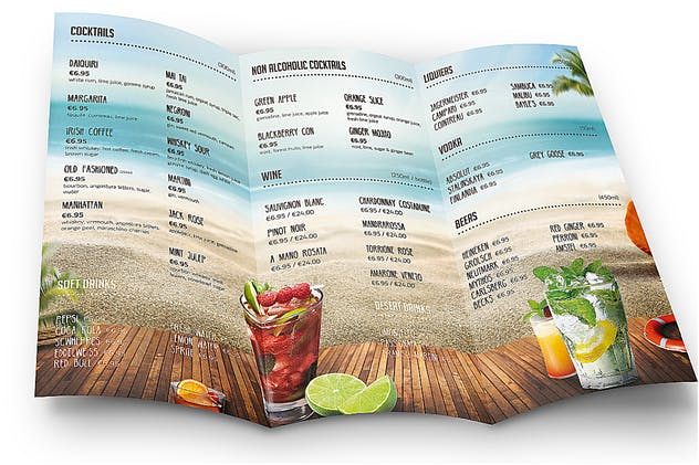 夏季饮品海滩餐厅菜单PSD模板 Summer Drinks Menu插图(2)