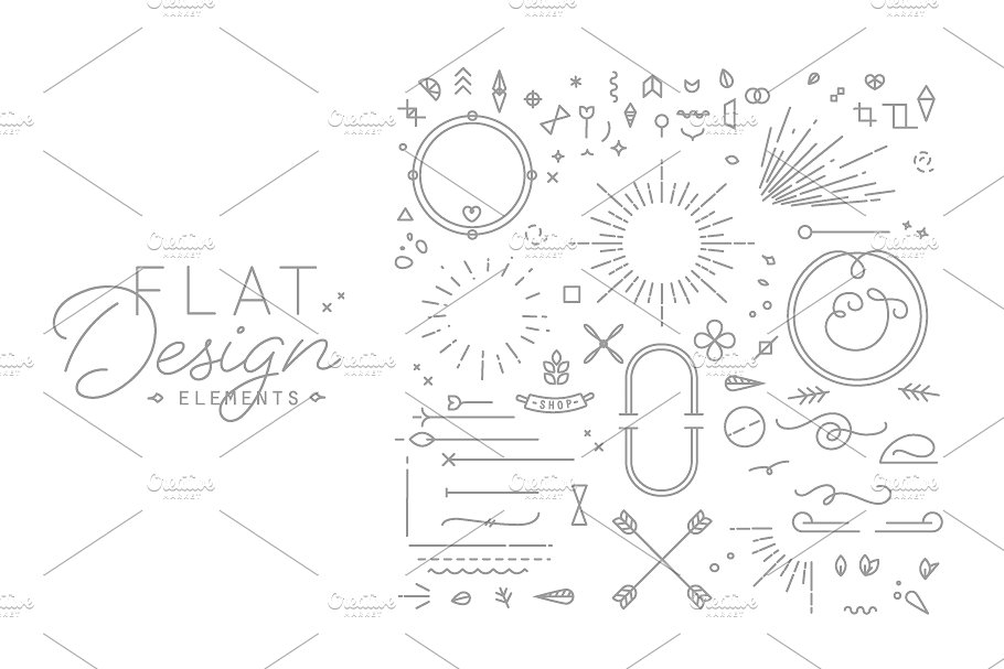 复古风格的平面设计装饰元素 Flat Design Elements插图(3)