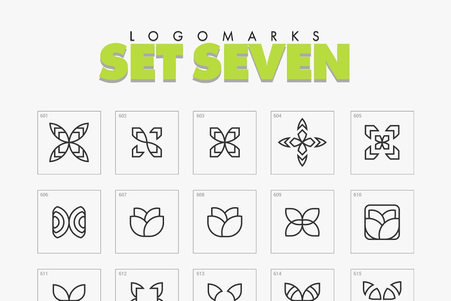 700个精简几何图案Logo模板  Minimal Geometric Logo Marks Bundle插图(9)