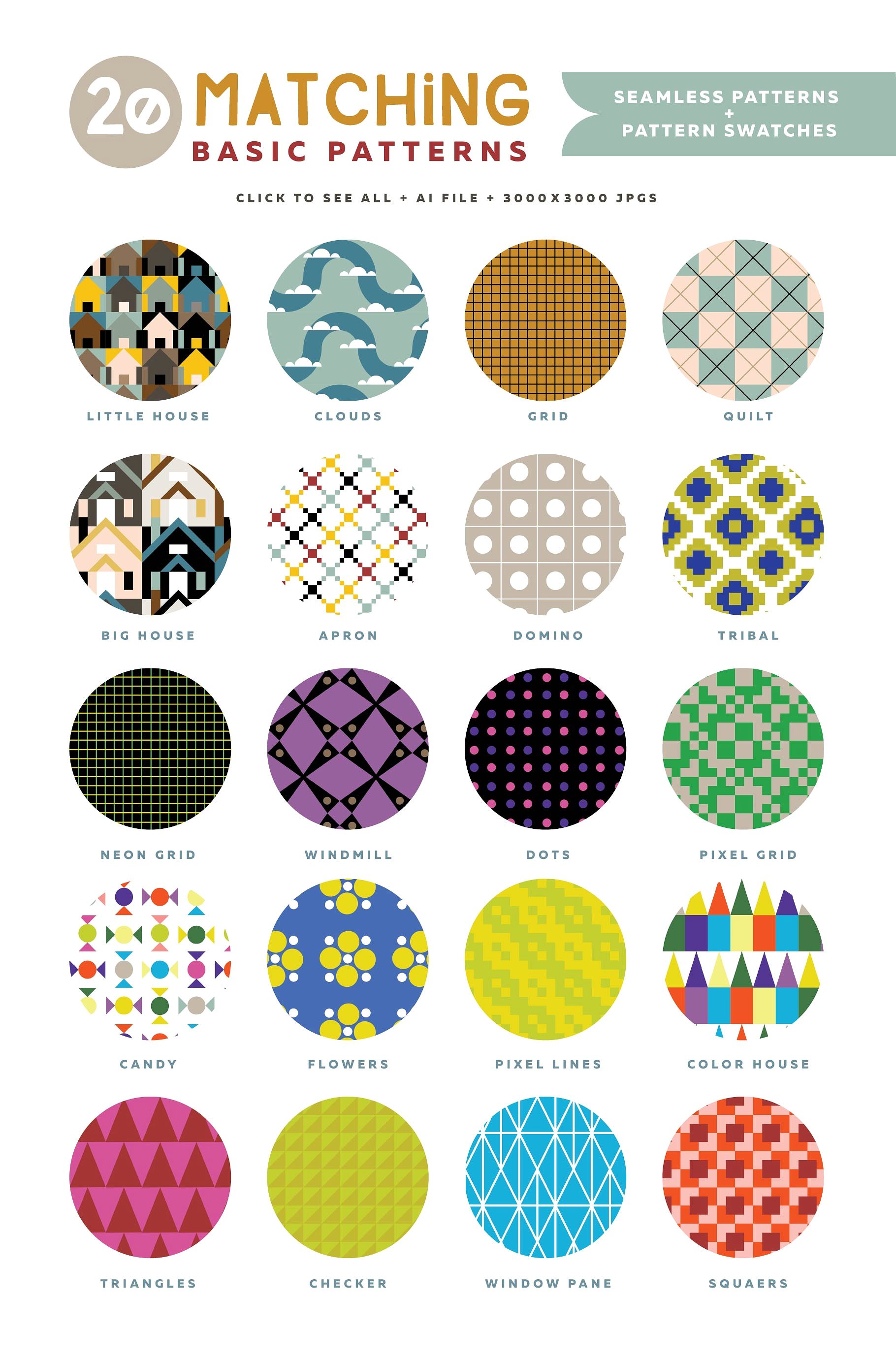 异形多彩几何图案纹理 Whimsy Geometric Pattern Bundle插图(9)