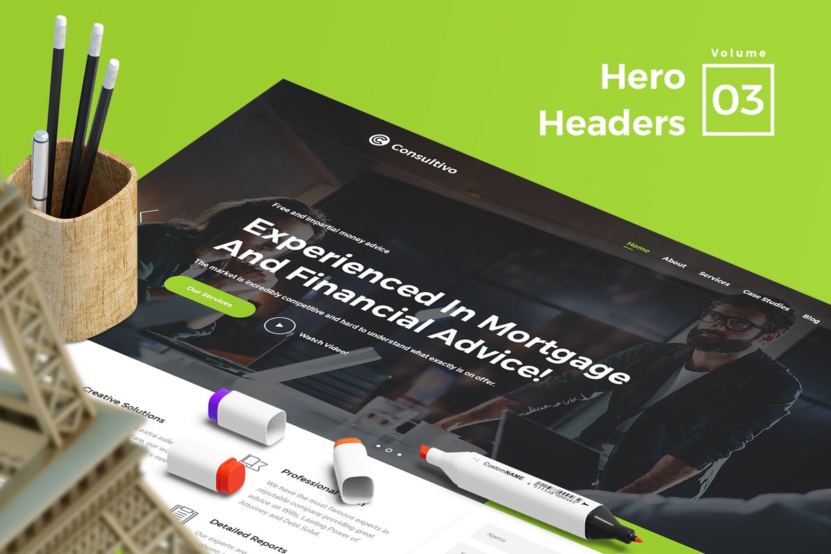 网站头部设计巨无霸焦点图设计模板V3 Hero Headers for Web Vol 03插图