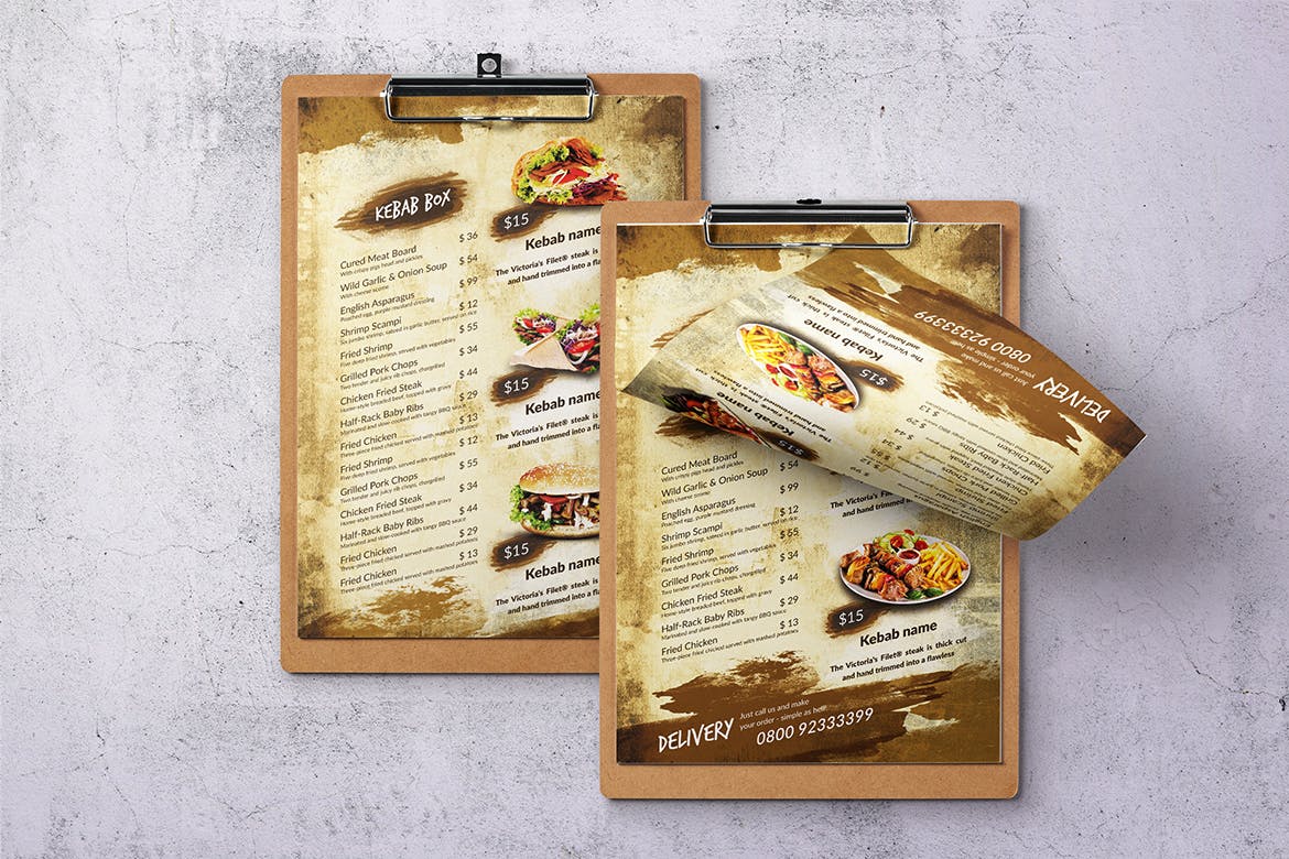土耳其烤肉菜单设计模板 Doner Kebab Vintage Food Menu Bundle插图(10)