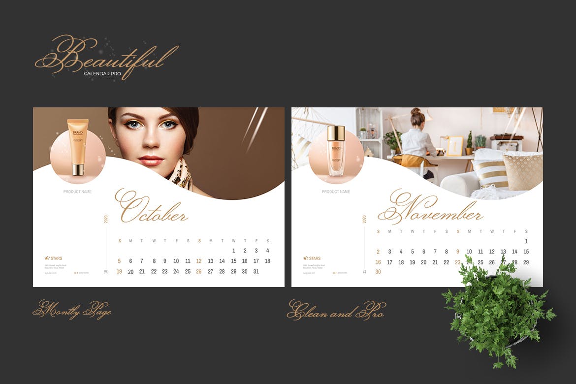 2020年美容行业定制横版活页台历设计模板 2020 Beauty Creative Calendar Pro插图(6)