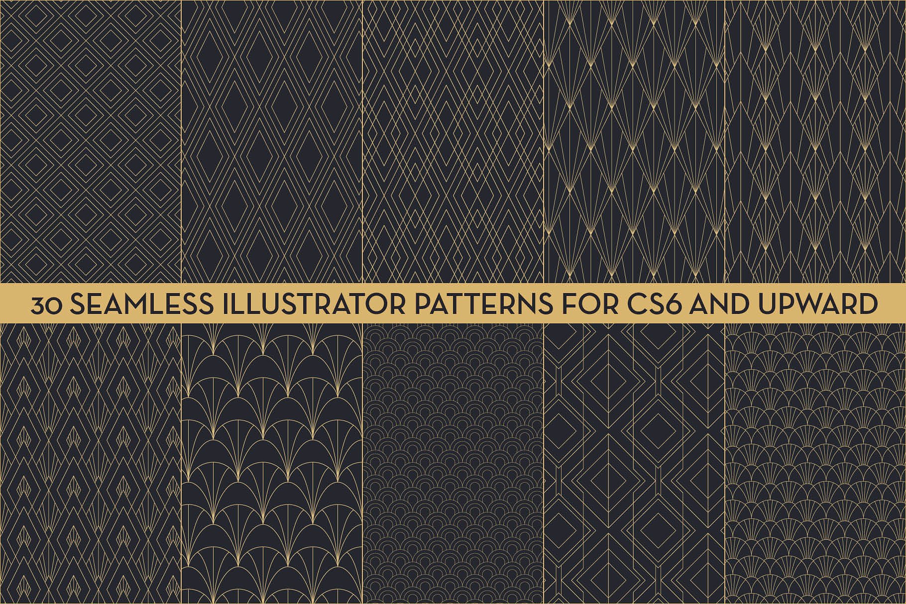 精致的装饰艺术矢量图案 Delicate Art Deco Vector Patterns插图(1)
