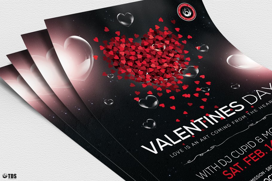 甜蜜情人节活动宣传单PSD模板 Valentines Day Flyer PSD V14插图(4)