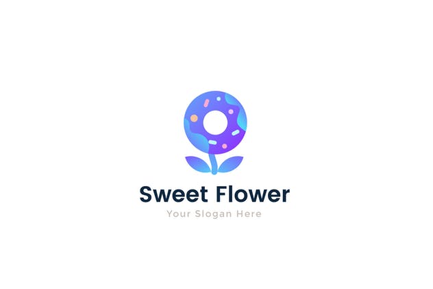 甜蜜花朵糖果店品牌Logo模板 Sweet Flower Candy Shop Logo Template插图(1)