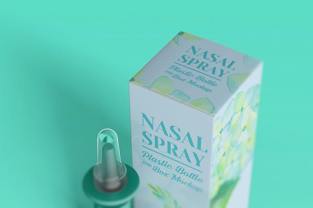 滴鼻药剂塑料瓶及包装盒外观设计样机 Nasal Plastic Bottle With Box Mockup插图(9)