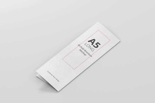 A5长方形双折页餐牌/宣传册样机 A5 Long Bi-Fold Brochure Mock-Up插图(4)