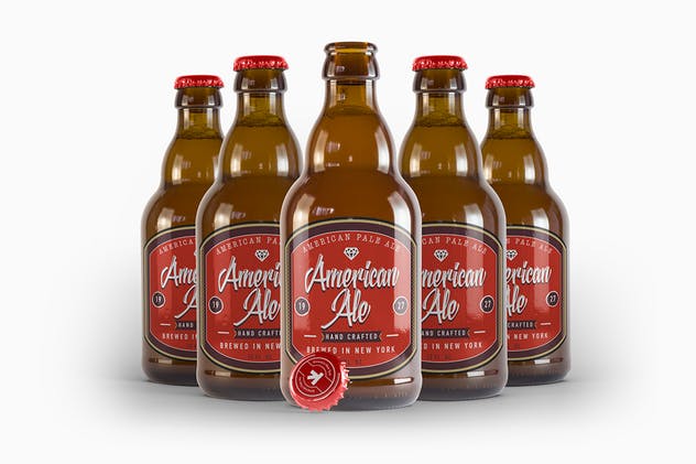 啤酒琥珀瓶啤酒瓶样机 Steinie Beer Amber Bottle Mockup插图(6)