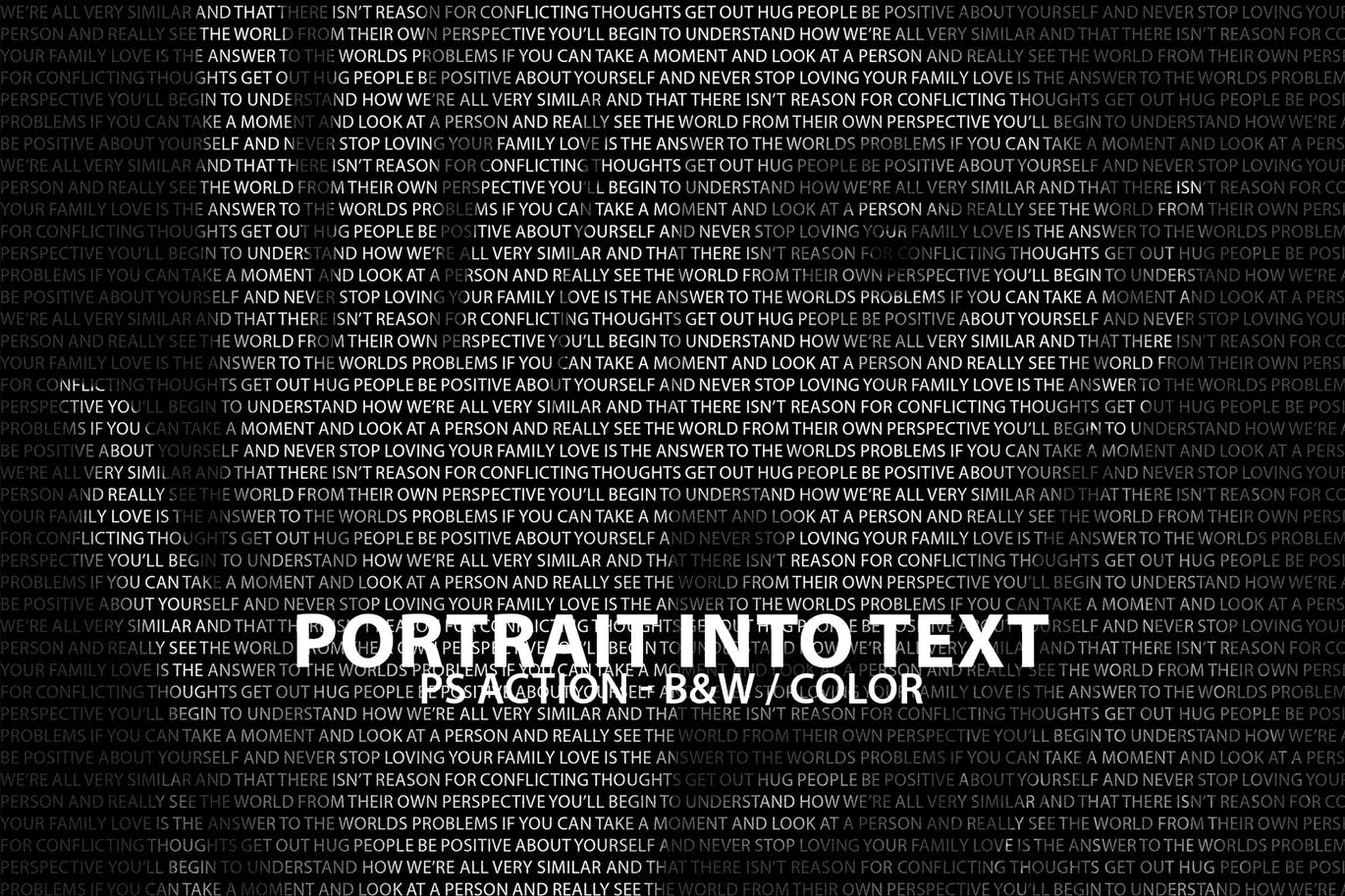 人像摄影转数字文字特效一键生成PS动作 Portrait Into Text Photoshop Action插图