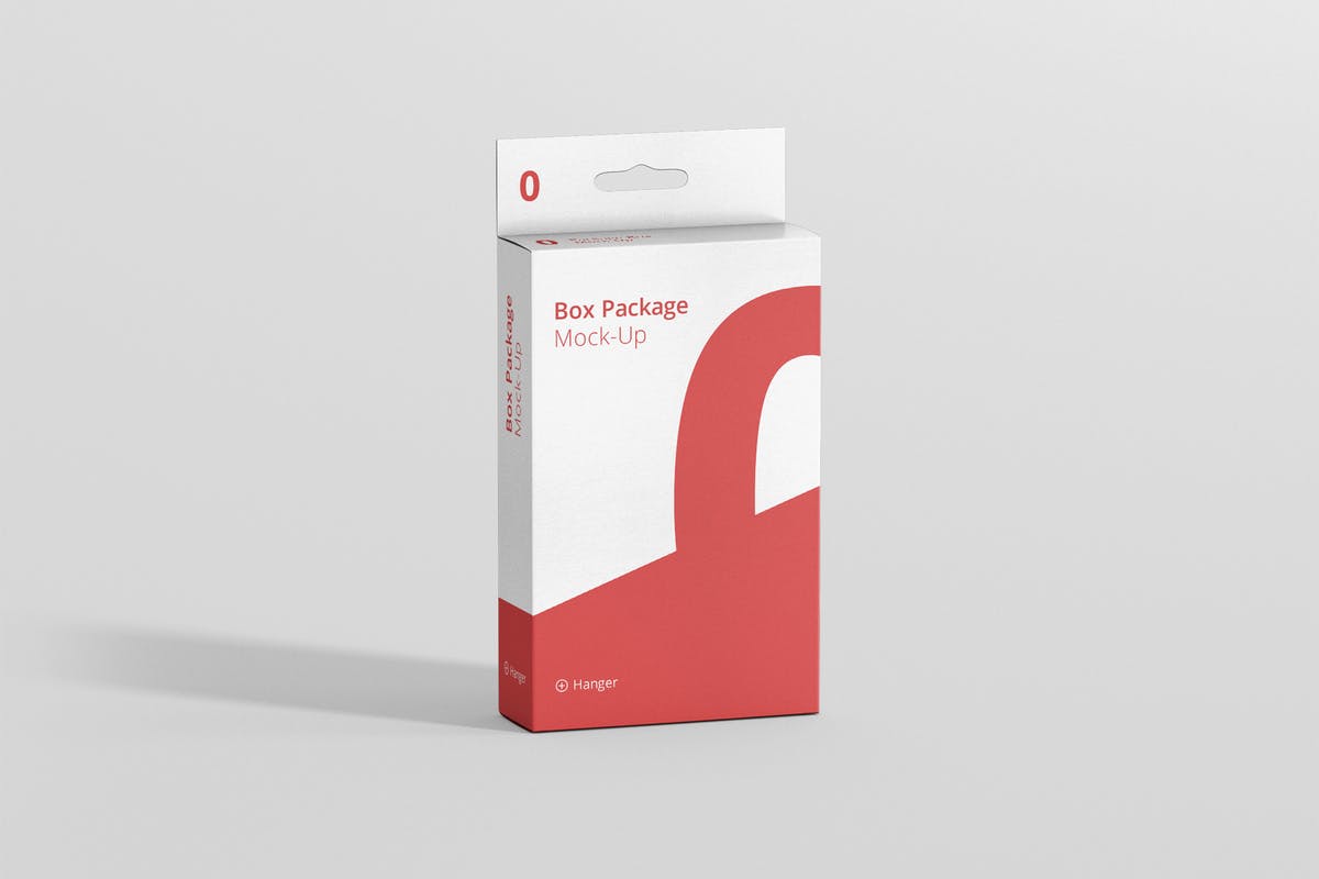 扁平矩形挂耳纸盒包装盒样机 Package Box Mockup – Flat Rectangle with Hanger插图