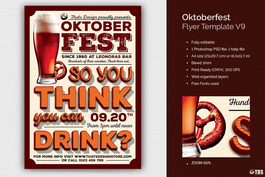 德国慕尼黑啤酒节PSD宣传传单模板V9 Oktoberfest Flyer PSD V9插图