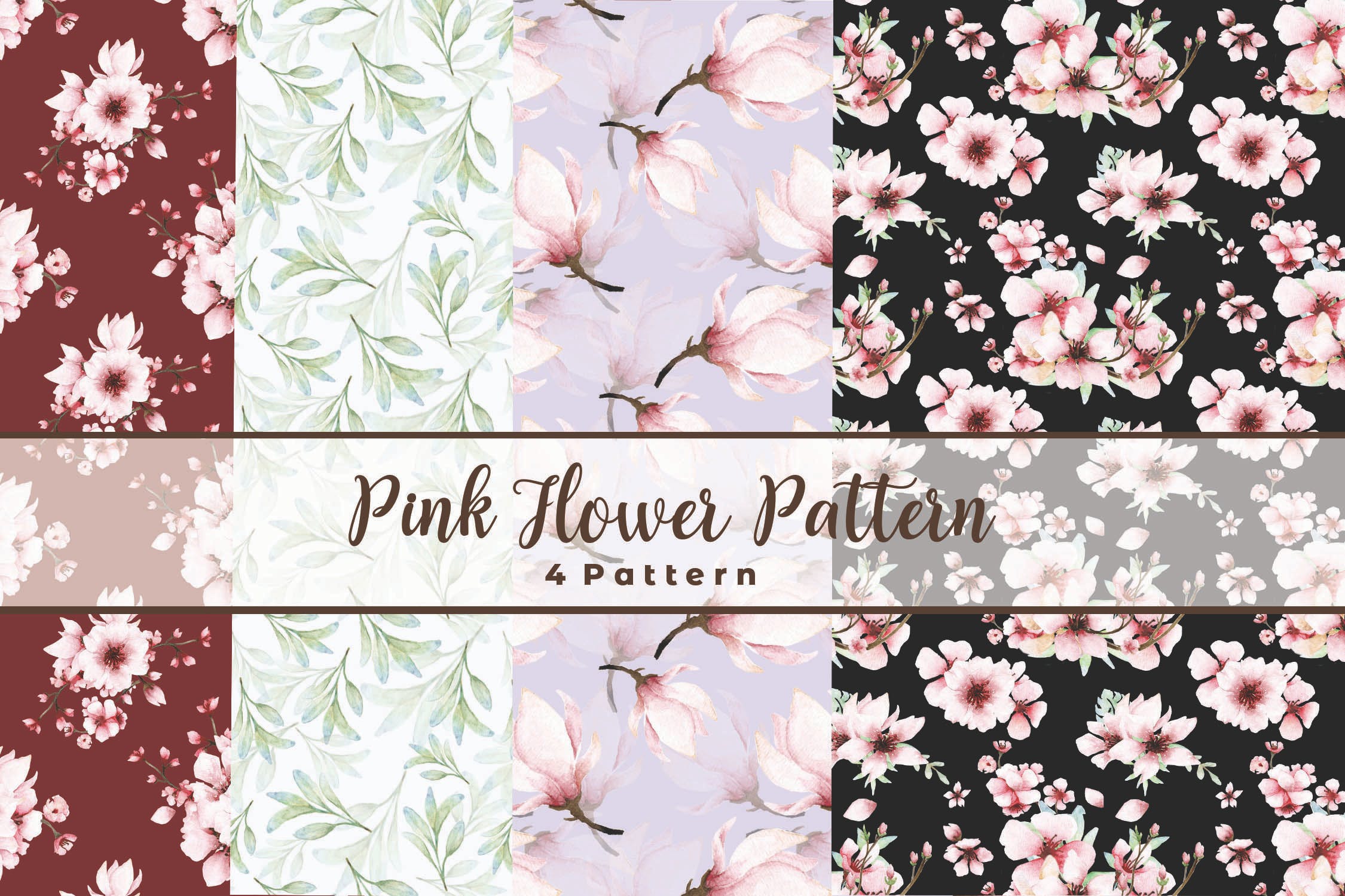 粉色樱花花卉水彩手绘设计套装 Pink Floral – Sakura Watercolor Set插图(4)