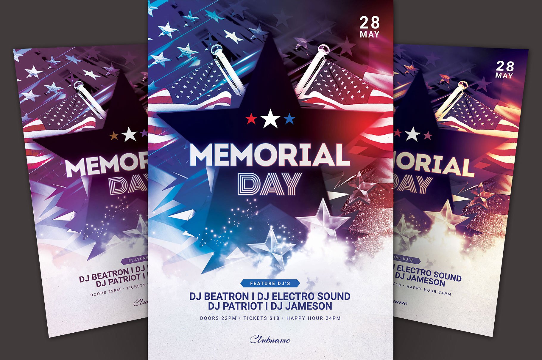 美国战士纪念日传单模板 Memorial Day Flyer Template插图