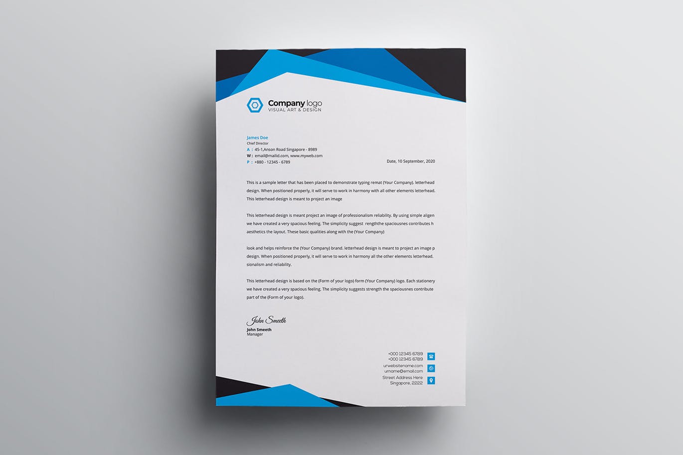 信息科技企业信封设计模板v2 Letterhead插图