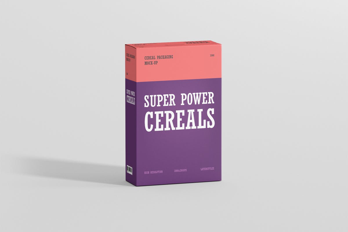 营养谷物即食麦片食品包装盒子样机 Cereals Box Mockup插图