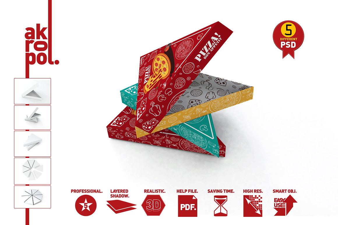 披萨切片包装盒展示模型下载 Pizza Slice Box Packaging Mockup [psd]插图(7)