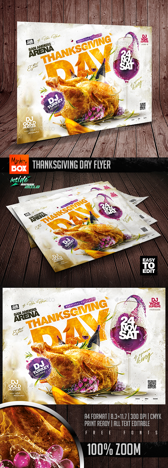感恩节海报PSD模板 Thanksgiving Day Flyer [psd]插图