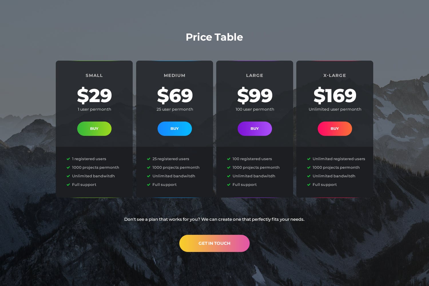 网站服务价格表设计网站UI素材 Price Table 30插图