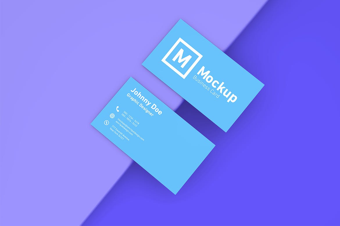 极简设计风格商务名片设计效果图样机 Minimal Business Card Mockup插图(1)