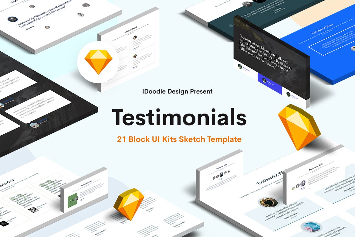 21个网站客户反馈区块UI设计模板 Creative Testimonial Block UI Kits Design插图(1)