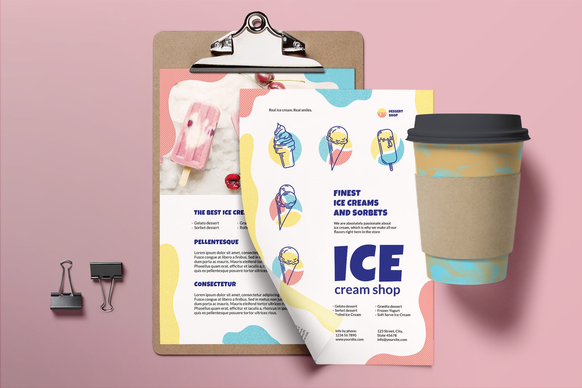雪糕店活动/品牌宣传pop海报设计模板 Ice Cream Shop Flyer插图(2)