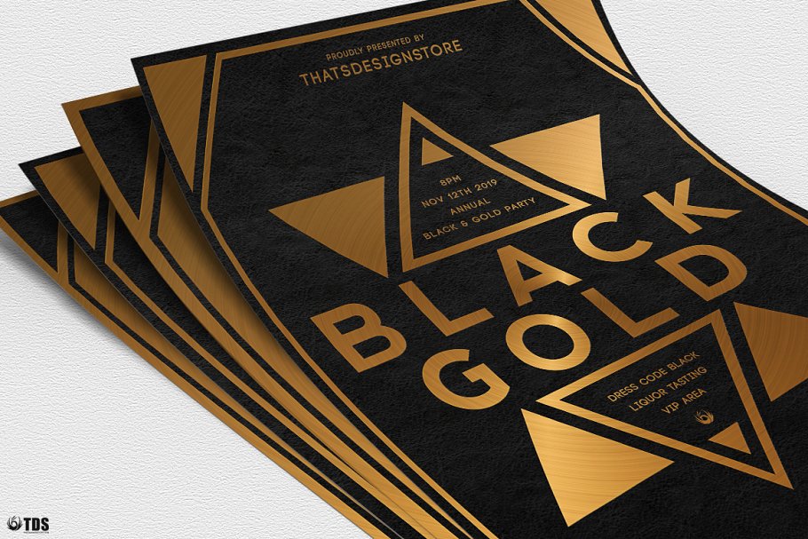 极简主义黑金俱乐部PSD传单模板V.5 Minimal Black Gold Flyer PSD V5插图(4)