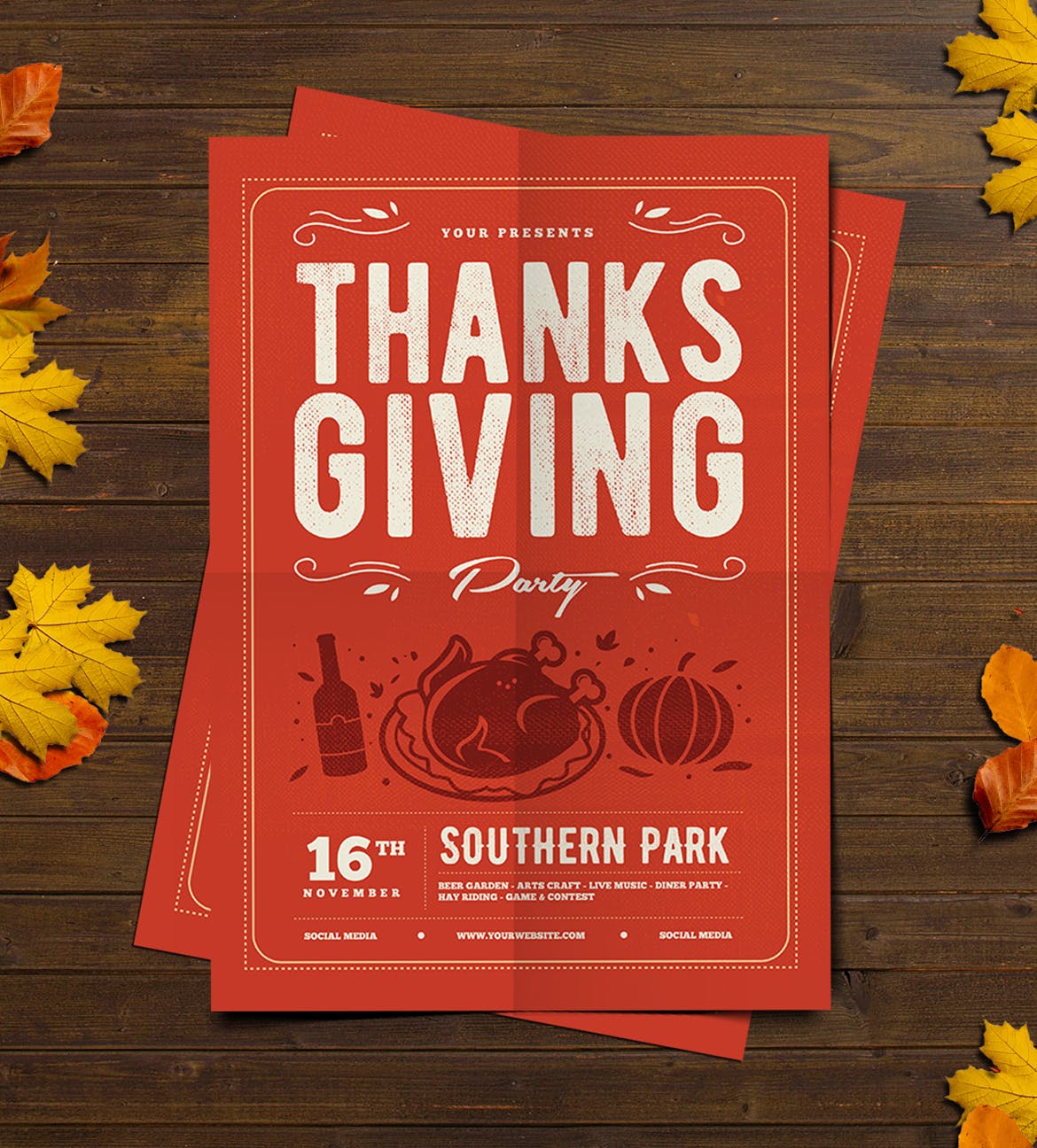 感恩节庆祝活动海报设计模板 Thanksgiving flyer插图(3)