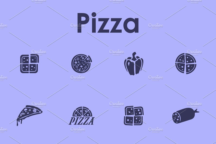 16款披萨美食icon图标 16 PIZZA simple icons插图(1)