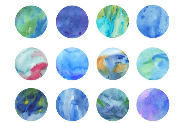 高分辨率的蓝绿色水彩纹理Vol.1 Blue Watercolor Textures – Volume 1插图(1)