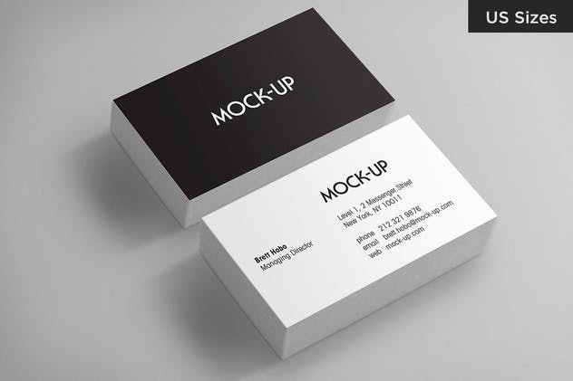 美国尺码简约风企业名片样机模板 Business Card Mockups – US Sizes插图(1)