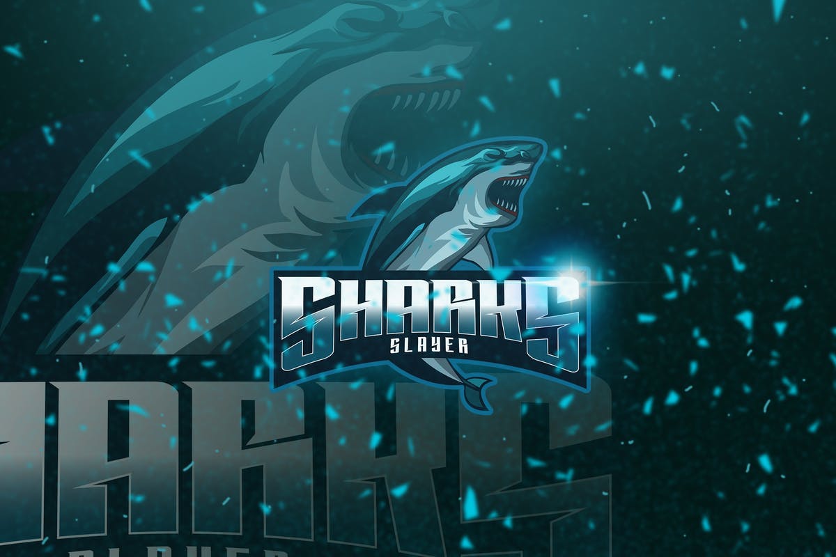 鲨鱼电子竞技吉祥物Logo标志设计模板 Sharks – Mascot & Esport Logo插图