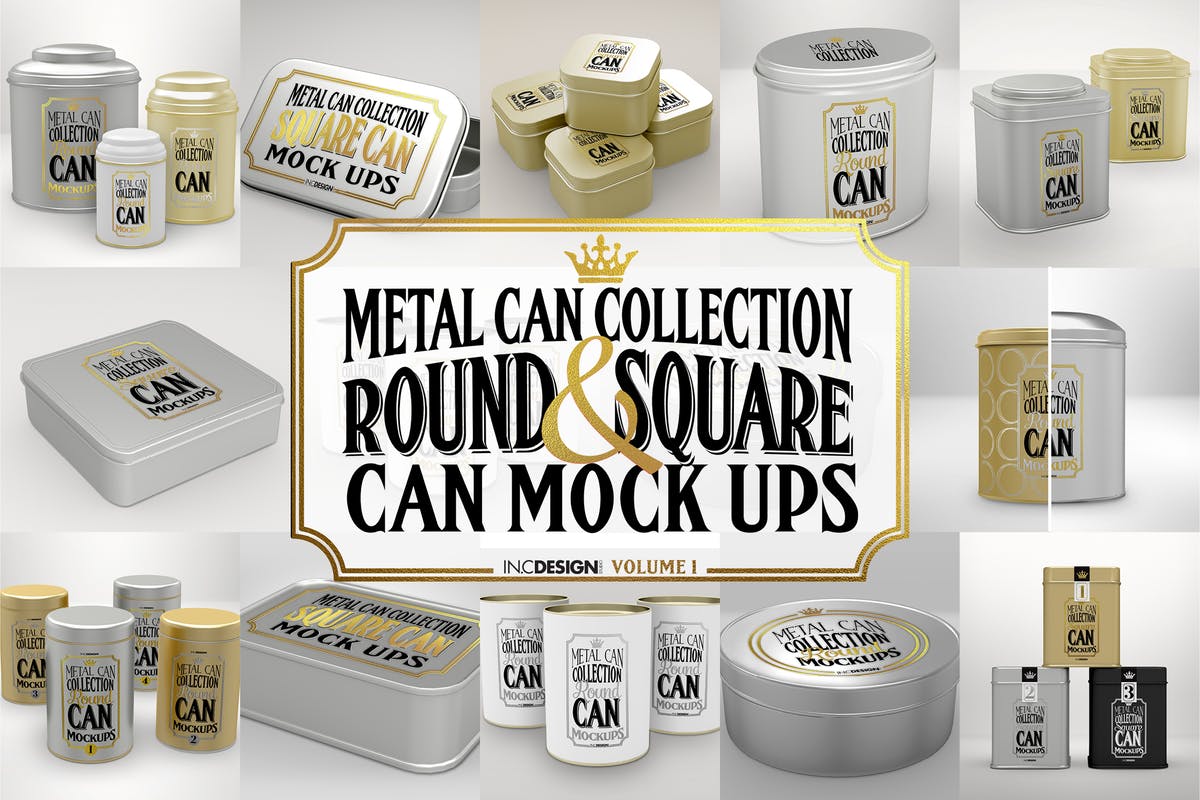 各类金属罐头样机模板合集 Metal Can Mockup Collection Vol. 1插图