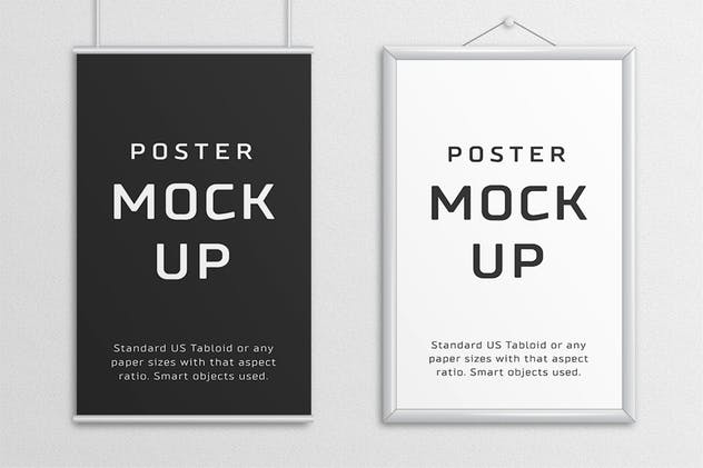 简约海报设计样机模板 Poster Mock Up – Tabloid插图(1)