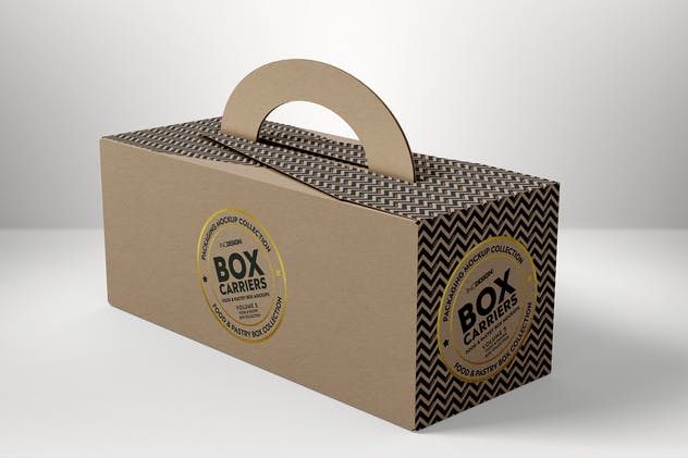 食品糕点盒样机模板第5卷 Food Pastry Boxes Vol.5:Carrier Boxes Mockups插图(1)