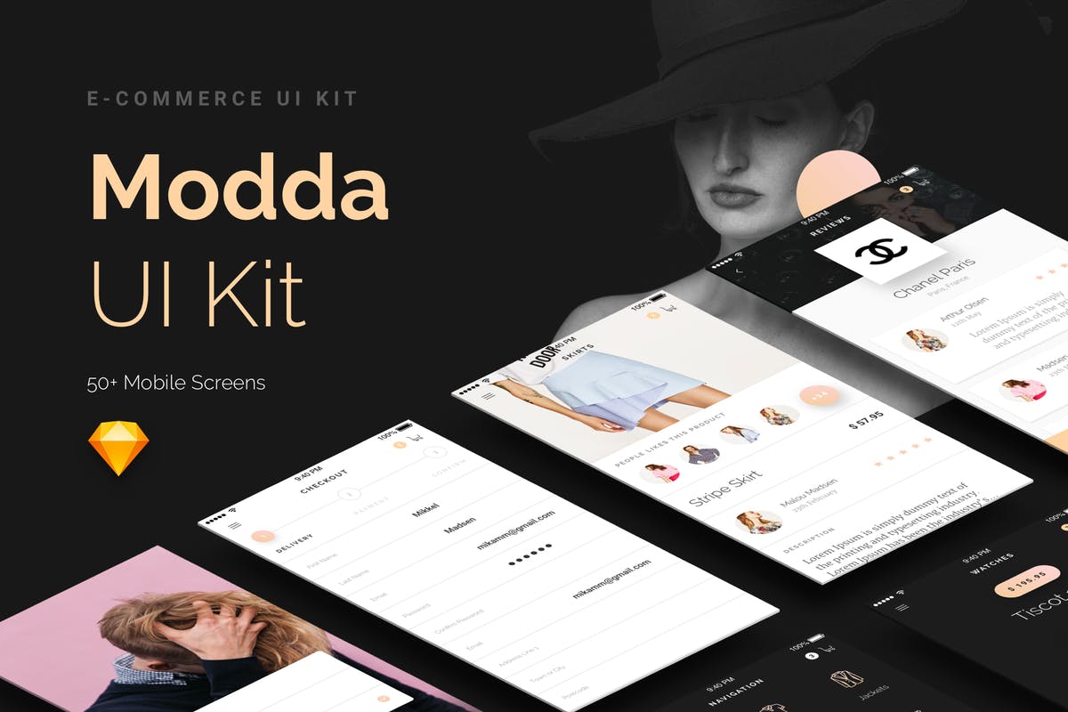 奢侈品电子商务APP应用UI套件 Modda –  E-Commerce Mobile UI Kit插图