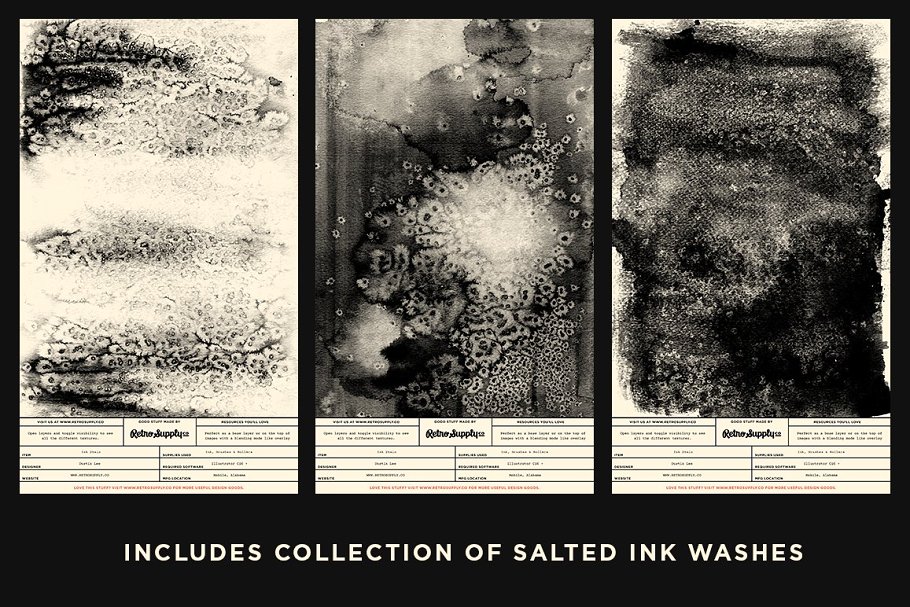 水洗墨水的魅力纹理合集[1.08GB] Dirty Ink | Ink Wash Textures插图(10)