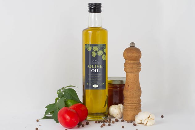 食用橄榄油瓶样机展示模板 Olive oil Bottle Mock Up插图(1)